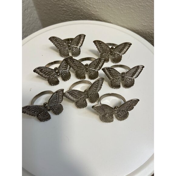 Set Of 8 Silver Butterfly Napkin Rings For Table Décor - Picture 3 of 3